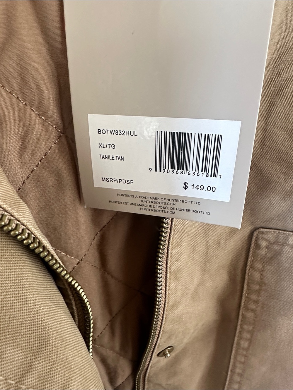 NWT Hunter Oversized Barn Chore Utility Jacket XL Casual Tan Chocolate Brown - Picture 8 of 9